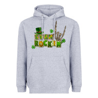 Heather Grey Sham rockin skeleton hand St. Patrick's Heavyweight Hoodie - CowGirlArtShop