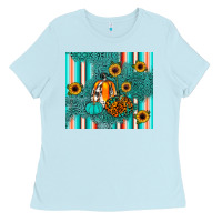 Baby Blue pumpkin Ladies Tee - JahusDesignShop
