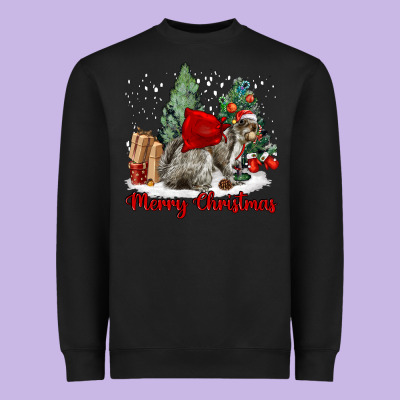 Merry Christmas Gray Squirrel Heavyweight Sweatshirt Designed By Lillyallendesigns