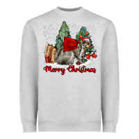 Heather Grey Merry Christmas Gray Squirrel Heavyweight Sweatshirt - LillyAllenDesigns