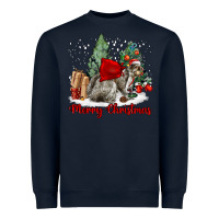 Navy Merry Christmas Gray Squirrel Heavyweight Sweatshirt - LillyAllenDesigns