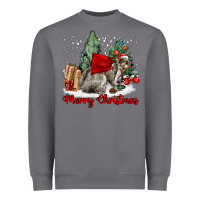 Storm Merry Christmas Gray Squirrel Heavyweight Sweatshirt - LillyAllenDesigns