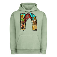 Pigment Oil Green farm life alphabet lowercase letters n Urban Hoodie - BundleAndBundleShop