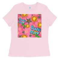 Bubblegum Pink summer time of the sun seamless pattern Ladies Tee - BundleAndBundleShop
