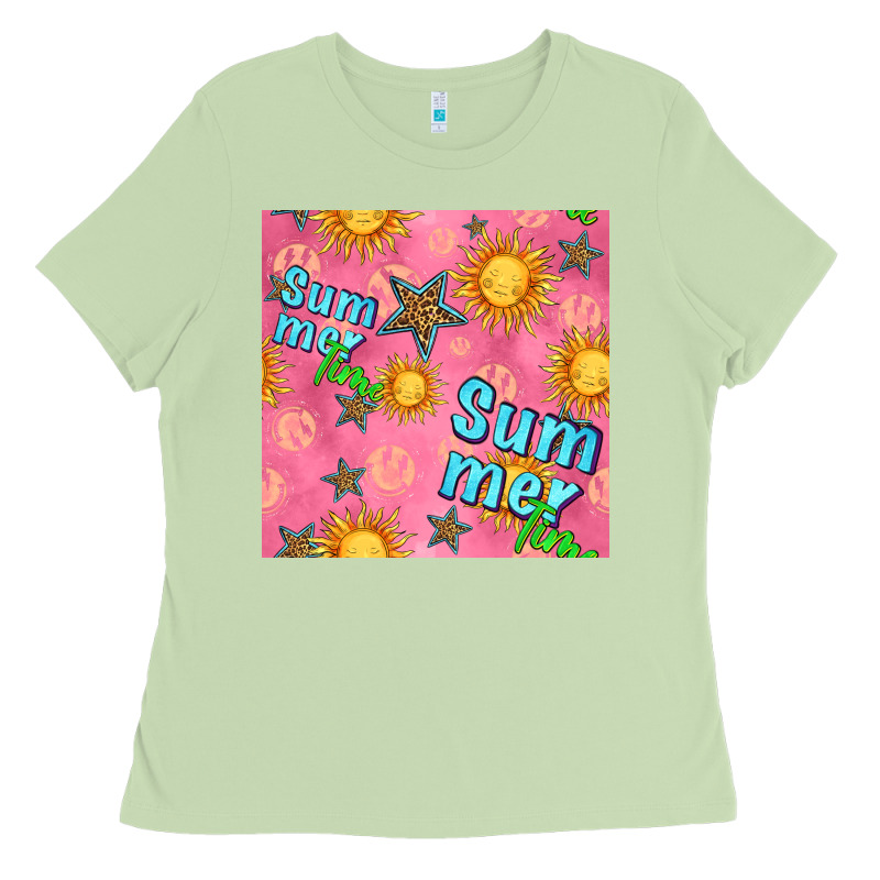 Summer Time Of The Sun Seamless Pattern Ladies Tee by BundleAndBundleShop | Teevron