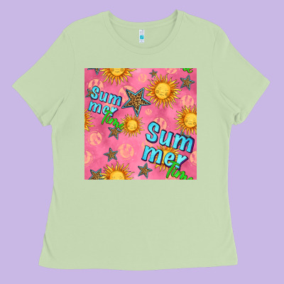 Summer Time Of The Sun Seamless Pattern Ladies Tee Designed By Bundleandbundleshop