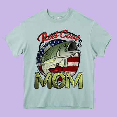 Reel Cool Mom Fishing Heavy Core Tee Designed By Jasminsmagicworld