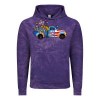 Cloud Purple USA 4th of July Sunflower Truck Vintage Hoodie - Jasminsmagicworld