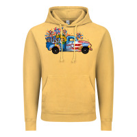 Vintage Mustard USA 4th of July Sunflower Truck Vintage Hoodie - Jasminsmagicworld