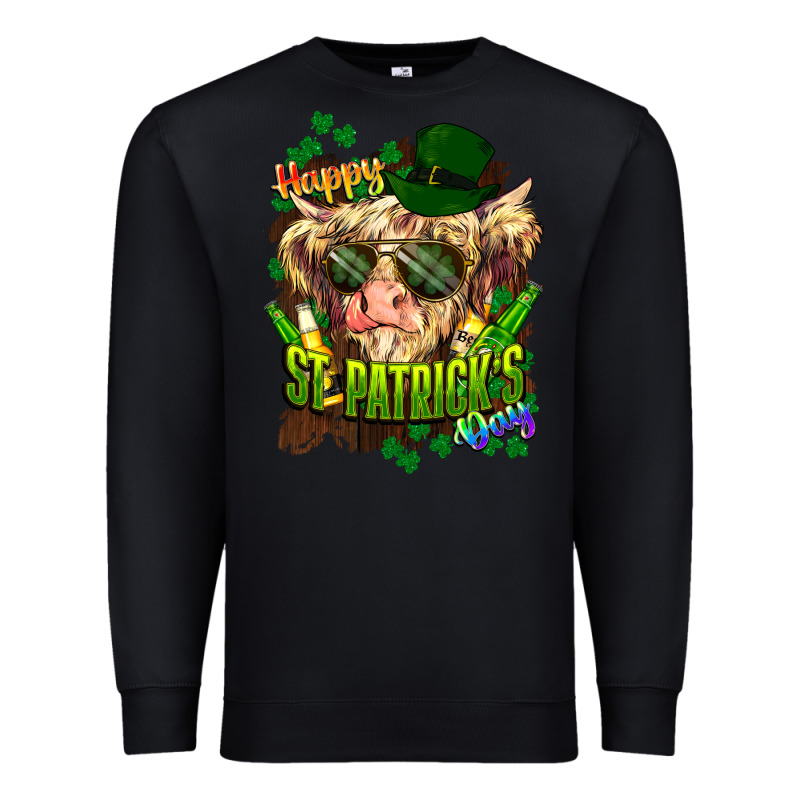 St. Patrick's Day Cow Premium Sweatshirt by HowdyJamesFarm | Teevron