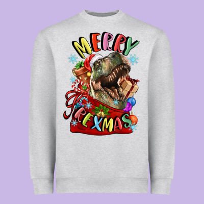 T Rex Merry Rexmas Heavyweight Sweatshirt Designed By Lillyallendesigns