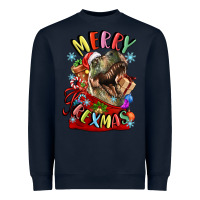 Navy t rex merry rexmas Heavyweight Sweatshirt - LillyAllenDesigns