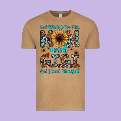 God Gifted Me Two Titles Mom And Gigi  And I Rock Them Both Vintage Tee Designed By Jahusdesignshop