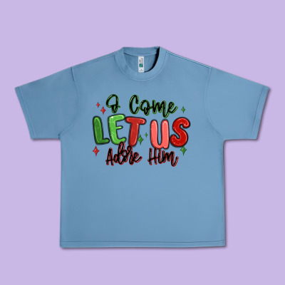 O Come Let Us Adore Him Christmas Urban Heavy Tee Designed By Maliassmallbusiness