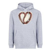 Heather Grey Baseball ball heart Heavyweight Hoodie - HowdyJamesFarm