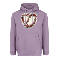 Lavender Baseball ball heart Heavyweight Hoodie - HowdyJamesFarm