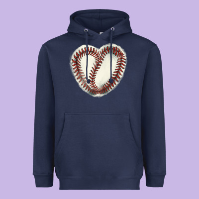 Baseball Ball Heart Heavyweight Hoodie Designed By Howdyjamesfarm