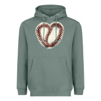 Sage Baseball ball heart Heavyweight Hoodie - HowdyJamesFarm
