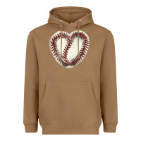 Toasted Coconut Baseball ball heart Heavyweight Hoodie - HowdyJamesFarm