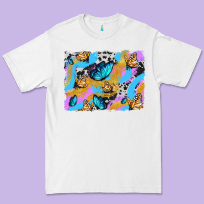 Easter Butterfly With Glitter And Cowhide  Background Premium Tee Designed By Artiststas