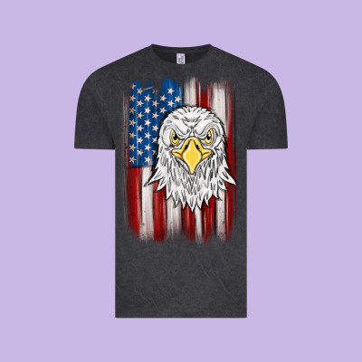 American Flag Eagle Vintage Tee Designed By Maliassmallbusiness