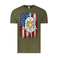 Vintage Olive American flag eagle Vintage Tee - MaliasSmallBusiness
