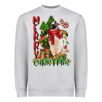 Heather Grey merry christmas penguin Heavyweight Sweatshirt - LillyAllenDesigns