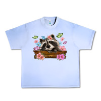 Grape Ice raccoon with flowers Urban Heavy Tee - MaliasSmallBusiness