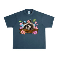 Midnight Navy raccoon with flowers Urban Heavy Tee - MaliasSmallBusiness