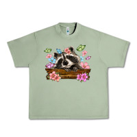 Oil Green raccoon with flowers Urban Heavy Tee - MaliasSmallBusiness