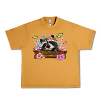 Peanut Butter raccoon with flowers Urban Heavy Tee - MaliasSmallBusiness