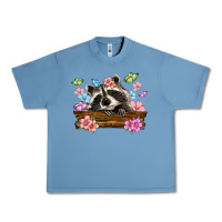 Pebble Blue raccoon with flowers Urban Heavy Tee - MaliasSmallBusiness