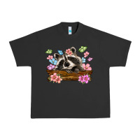 Pigment Black raccoon with flowers Urban Heavy Tee - MaliasSmallBusiness