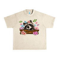 Sandshell raccoon with flowers Urban Heavy Tee - MaliasSmallBusiness