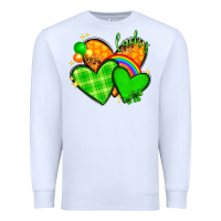 White St. Patrick's Day hearts St. Patricks day Premium Sweatshirt - HowdyJamesFarm