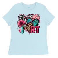 Baby Blue rt respiratory therapist hearts Ladies Tee - Jasminsmagicworld