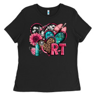 Black rt respiratory therapist hearts Ladies Tee - Jasminsmagicworld