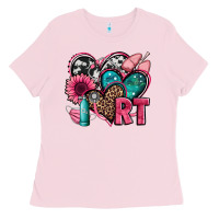 Bubblegum Pink rt respiratory therapist hearts Ladies Tee - Jasminsmagicworld