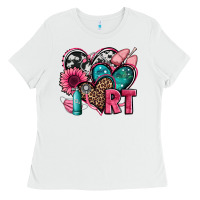 White rt respiratory therapist hearts Ladies Tee - Jasminsmagicworld