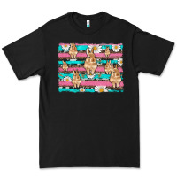 Black easter bunny with daisy and turquoise cowhide leopard  background Premium Tee - Artiststas