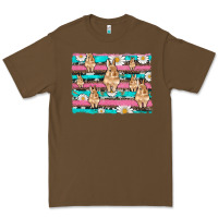 Cacao easter bunny with daisy and turquoise cowhide leopard  background Premium Tee - Artiststas