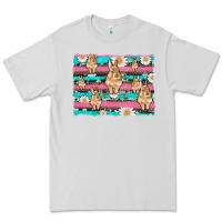 Dove Grey easter bunny with daisy and turquoise cowhide leopard  background Premium Tee - Artiststas