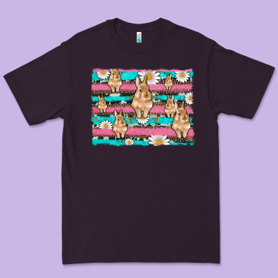 Easter Bunny With Daisy And Turquoise Cowhide Leopard  Background Premium Tee Designed By Artiststas