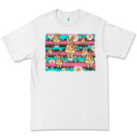 White easter bunny with daisy and turquoise cowhide leopard  background Premium Tee - Artiststas