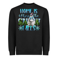 Black Home Is Where The Snow Falls Winter Penguin Heavyweight Sweatshirt - LillyAllenDesigns