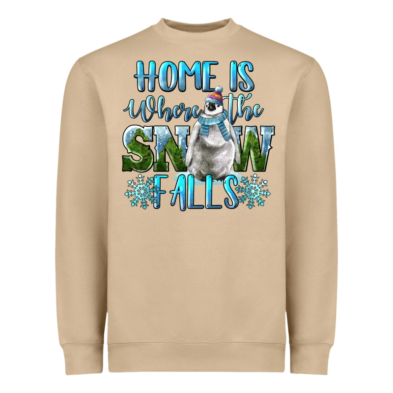 Home Is Where The Snow Falls Winter Penguin Heavyweight Sweatshirt by LillyAllenDesigns | Teevron