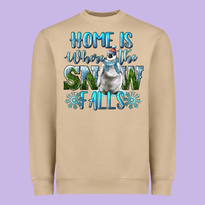 Home Is Where The Snow Falls Winter Penguin Heavyweight Sweatshirt Designed By Lillyallendesigns