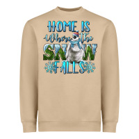 Mushroom Home Is Where The Snow Falls Winter Penguin Heavyweight Sweatshirt - LillyAllenDesigns