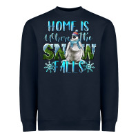 Navy Home Is Where The Snow Falls Winter Penguin Heavyweight Sweatshirt - LillyAllenDesigns
