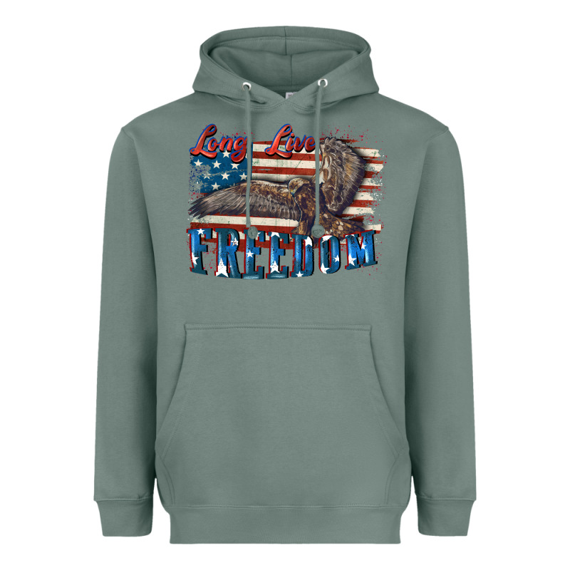 Long Live Freedom 4th Of July Heavyweight Hoodie by CowGirlArtShop | Teevron